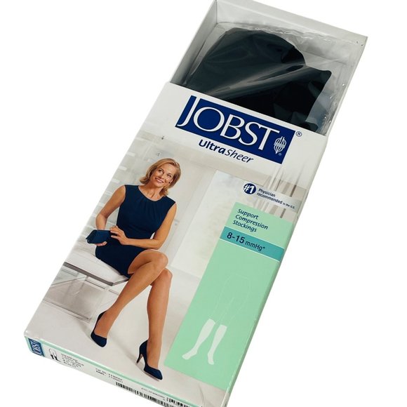Jobst UltraSheer Knee High Compression Stockings 8-15 MmHg Black Women Size S - Picture 1 of 6